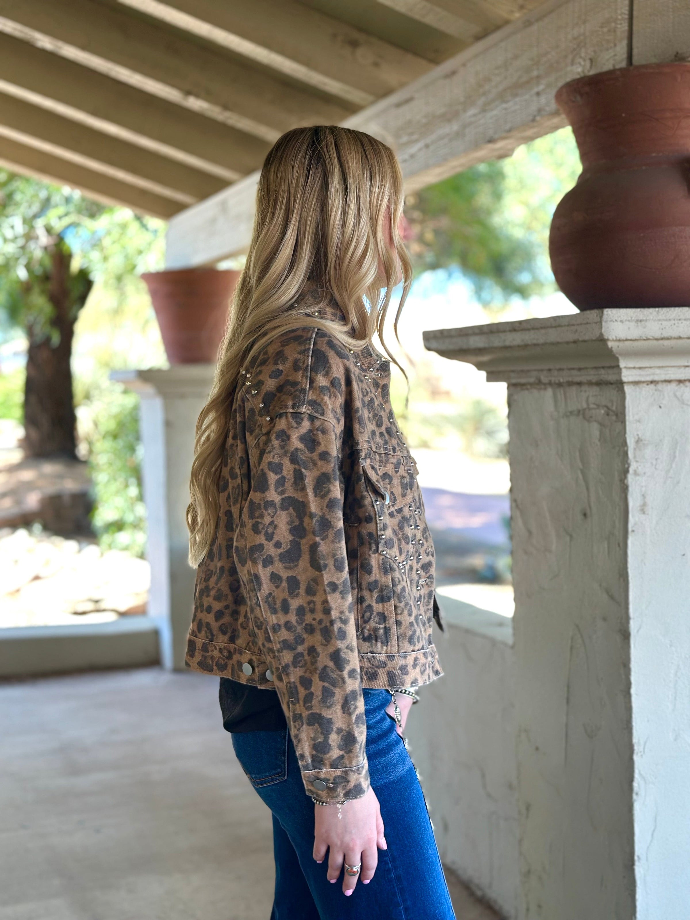 Shop Envi Me Tops and Tunics The Studded Jungle Leopard Jacket
