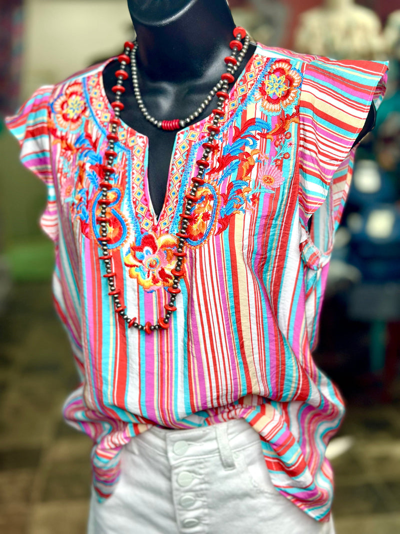 Shop Envi Me Tops and Tunics The Summer Fiesta Embroidered Top