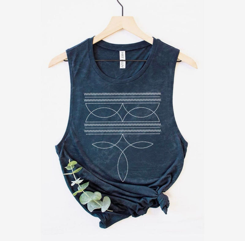 Shop Envi Me Tops and Tunics The Summer of Bootstitch Blue Tank