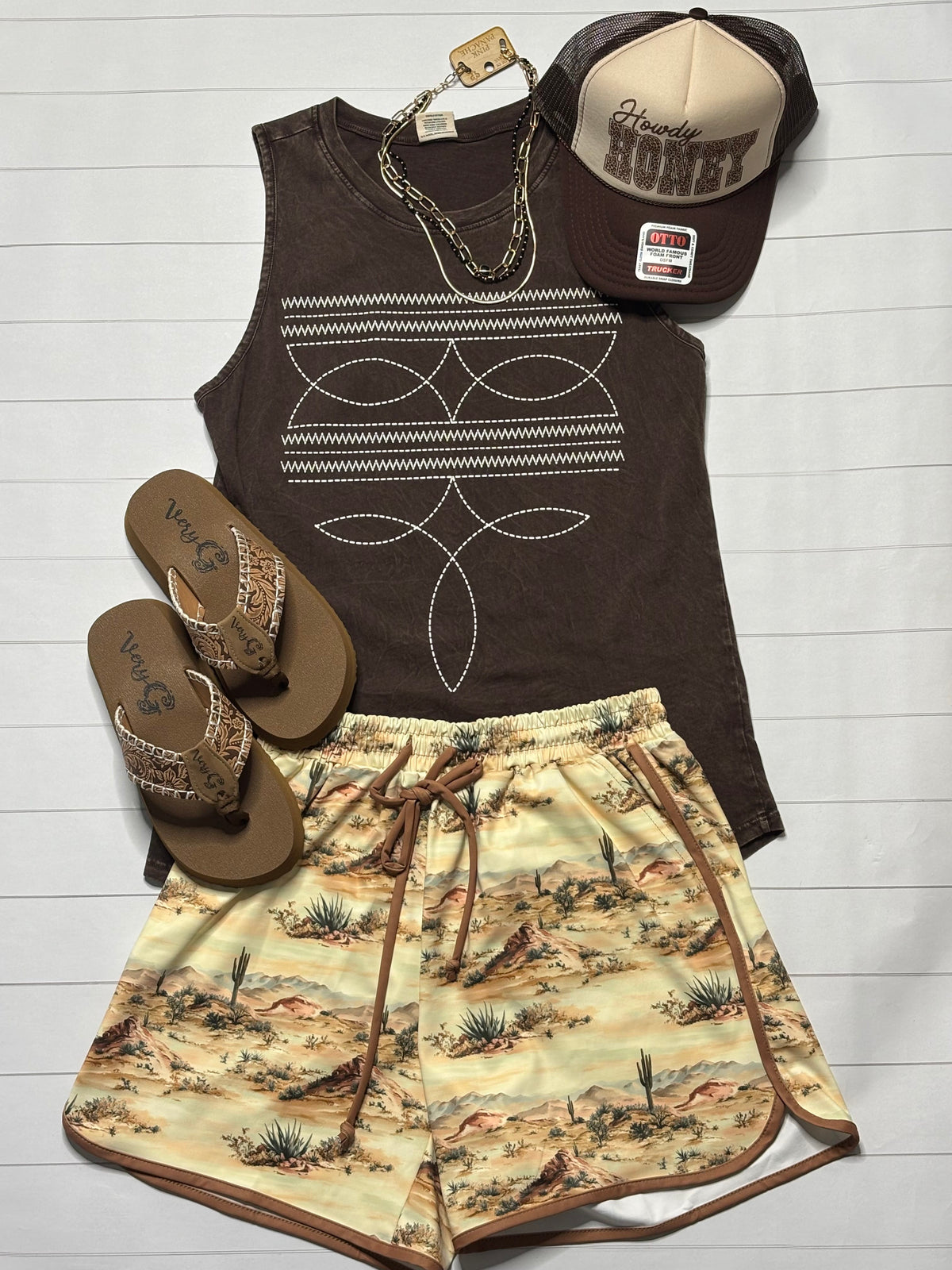 Shop Envi Me Tops and Tunics The Summer of Bootstitch Brown Tank