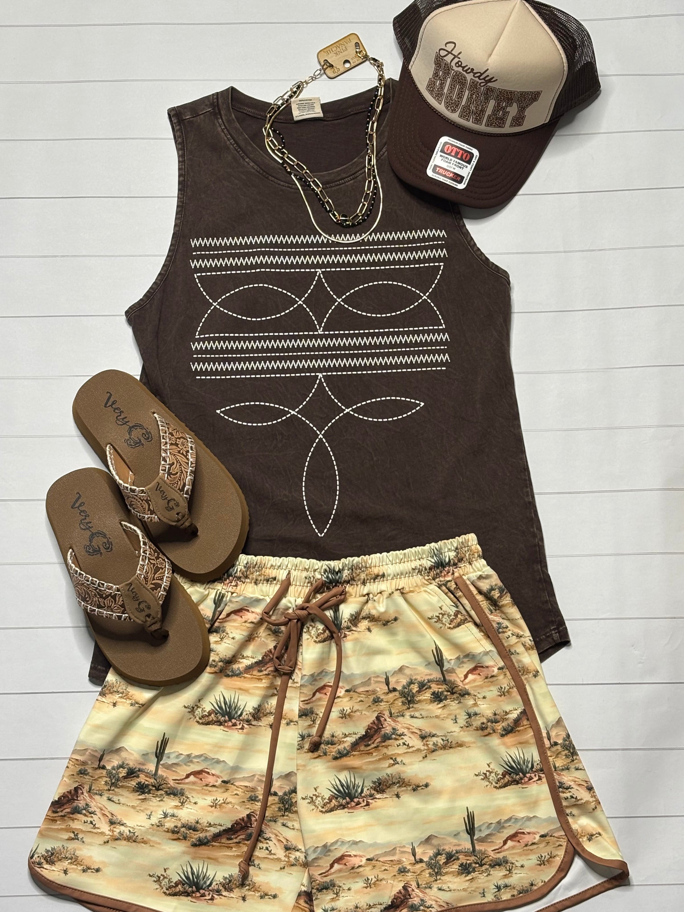 Shop Envi Me Tops and Tunics The Summer of Bootstitch Brown Tank