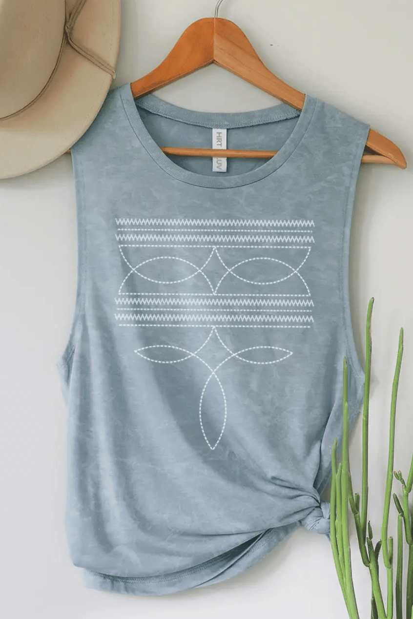 Shop Envi Me Tops and Tunics The Summer of Bootstitch Light Blue Tank