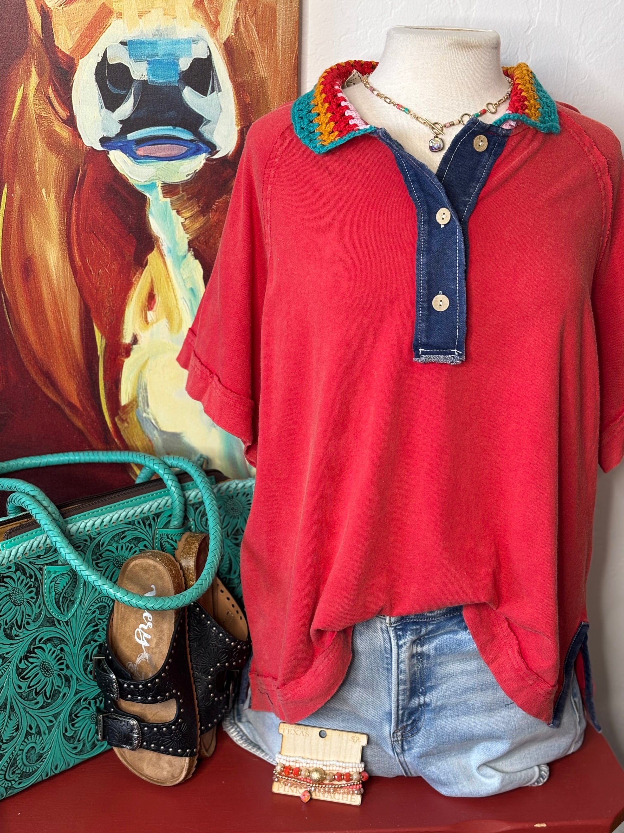 Shop Envi Me The Summer Of Red Polo Top