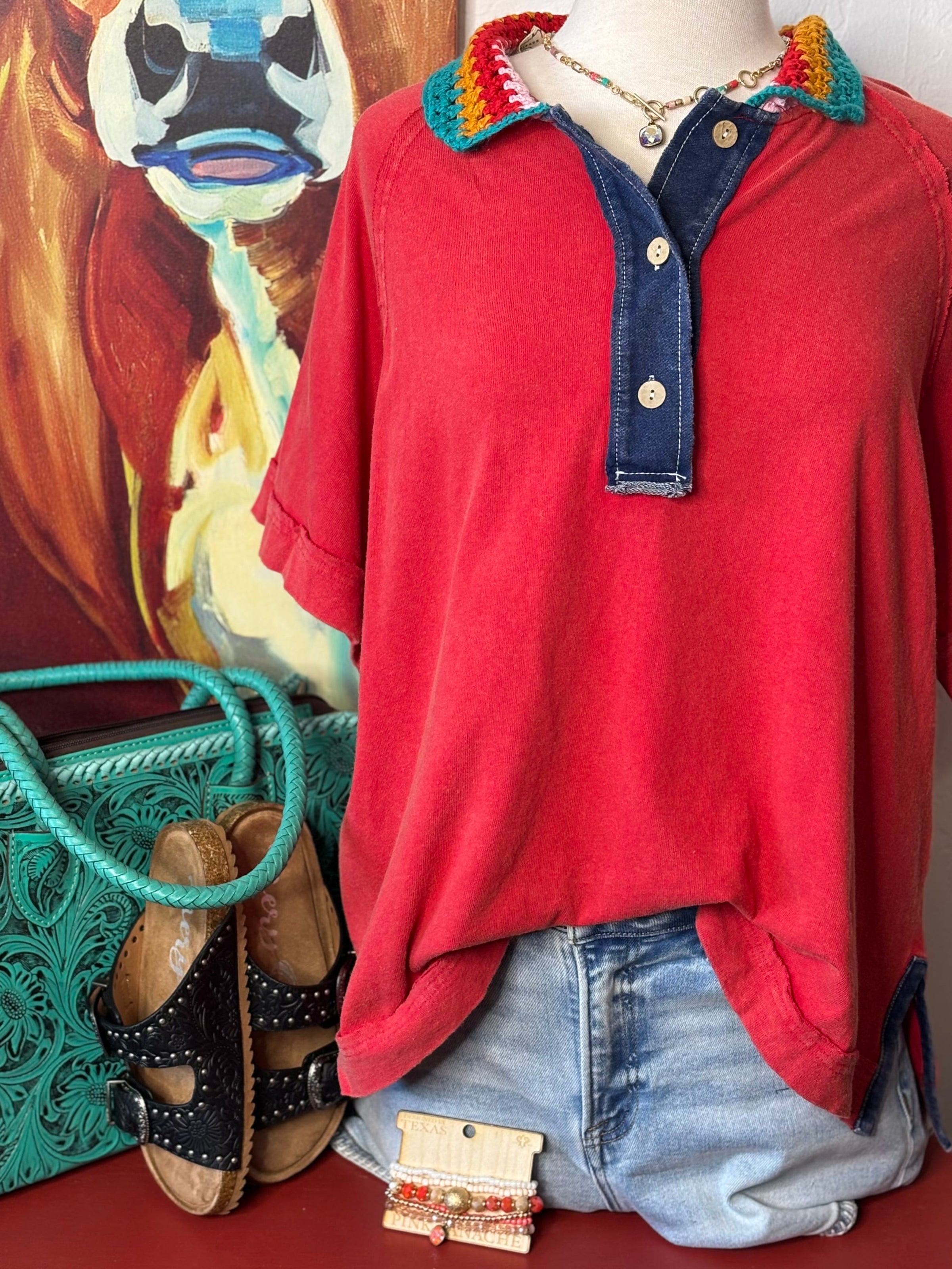 Shop Envi Me The Summer Of Red Polo Top