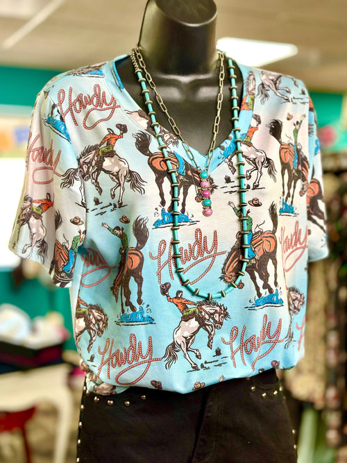 Shop Envi Me Tops and Tunics The Summer Rodeo Howdy V Neck Top