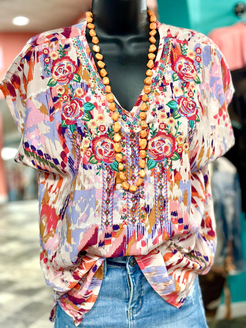 Shop Envi Me Tops and Tunics The Summer San Jacinto Embroidered Top