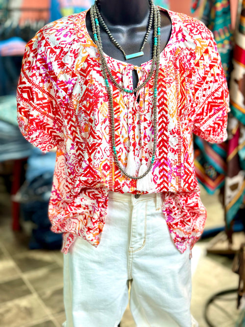 Shop Envi Me Tops and Tunics The Summer San Rojo Embroidered Top