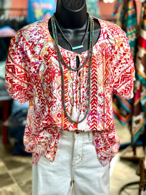 Shop Envi Me Tops and Tunics The Summer San Rojo Embroidered Top