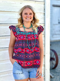 Shop Envi Me Tops and Tunics The Summer Sangria Embroidered Top