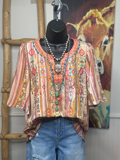 Shop Envi Me Tops and Tunics The Summer Santa Lago Embroidered Top
