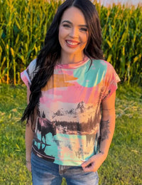 Shop Envi Me Tops The Sunset Buffalo Top