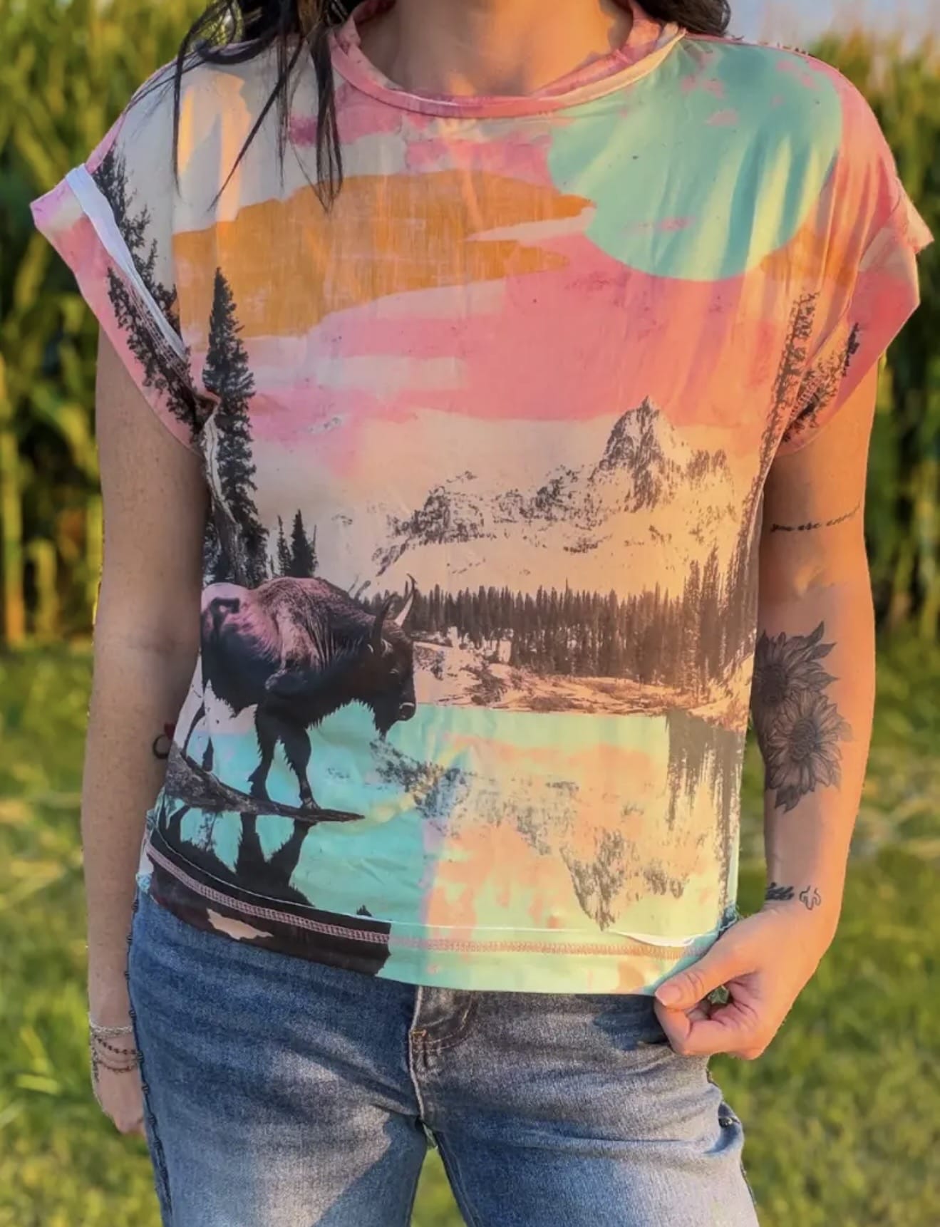 Shop Envi Me Tops The Sunset Buffalo Top