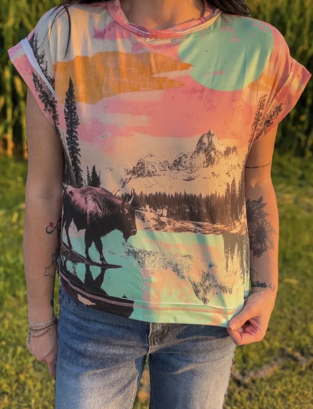Shop Envi Me Tops The Sunset Buffalo Top