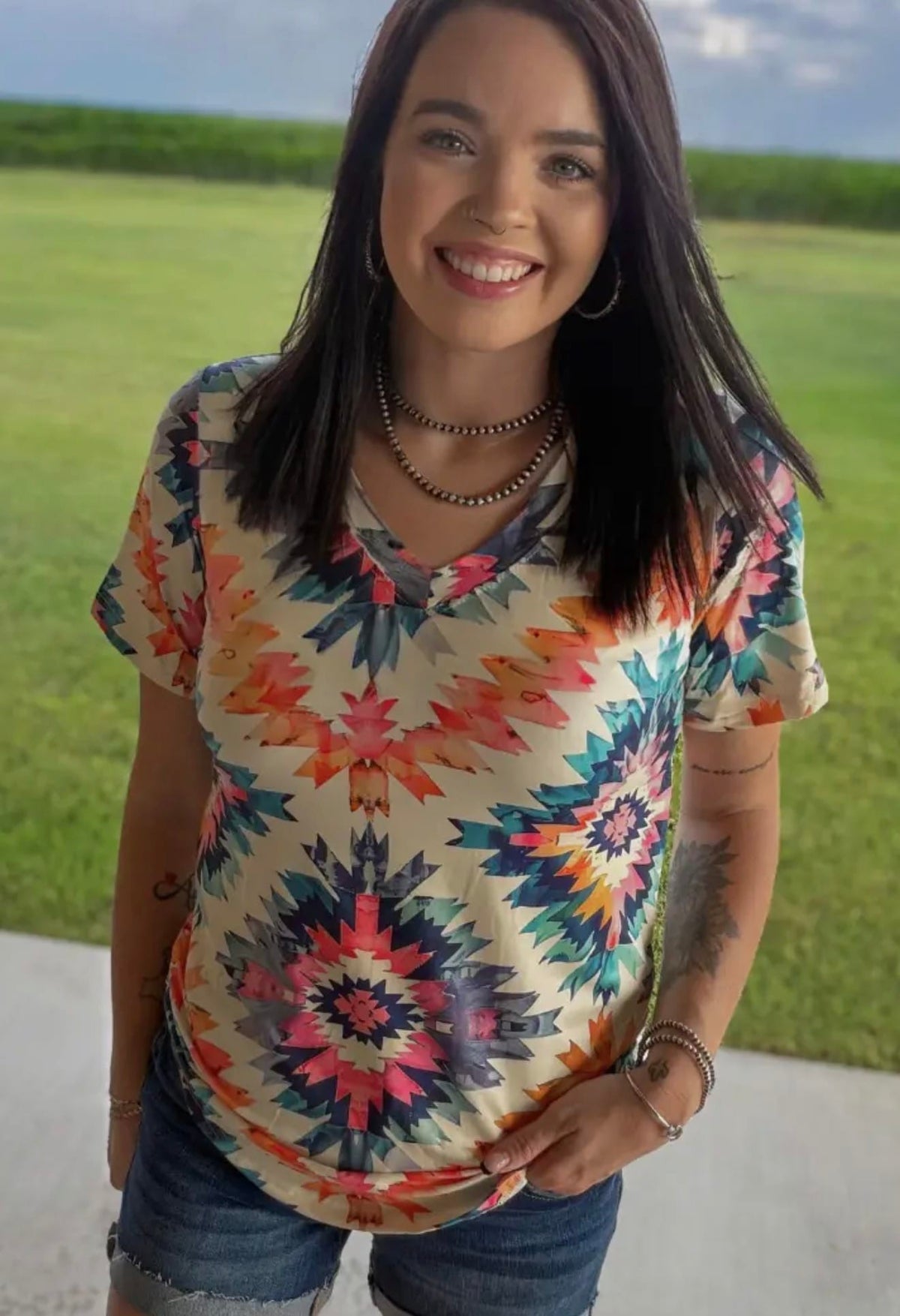 Shop Envi Me Tops and Tunics The Sunset in The Desert V Neck Top