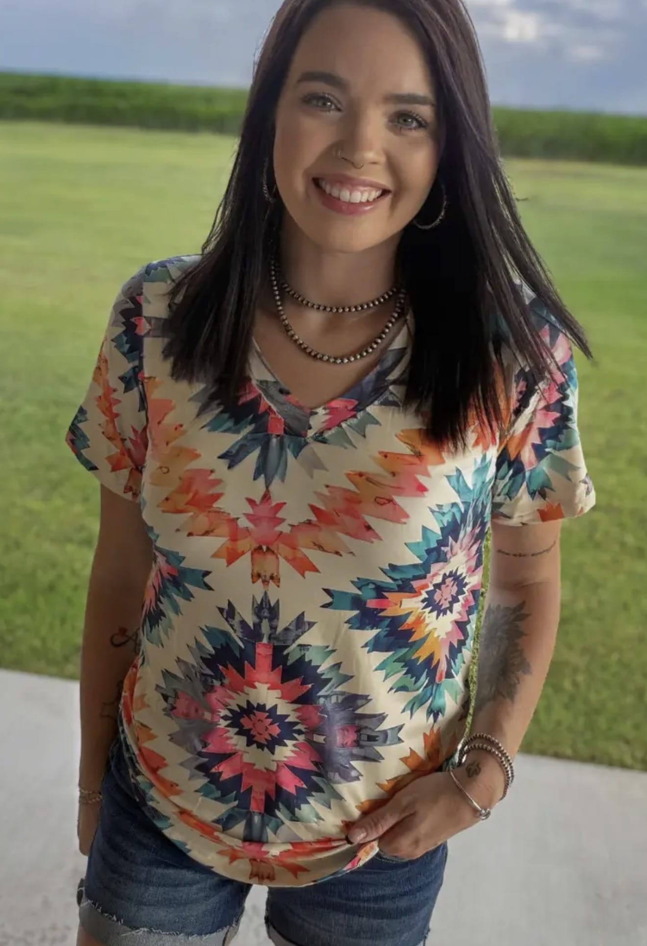 Shop Envi Me Tops and Tunics The Sunset in The Desert V Neck Top