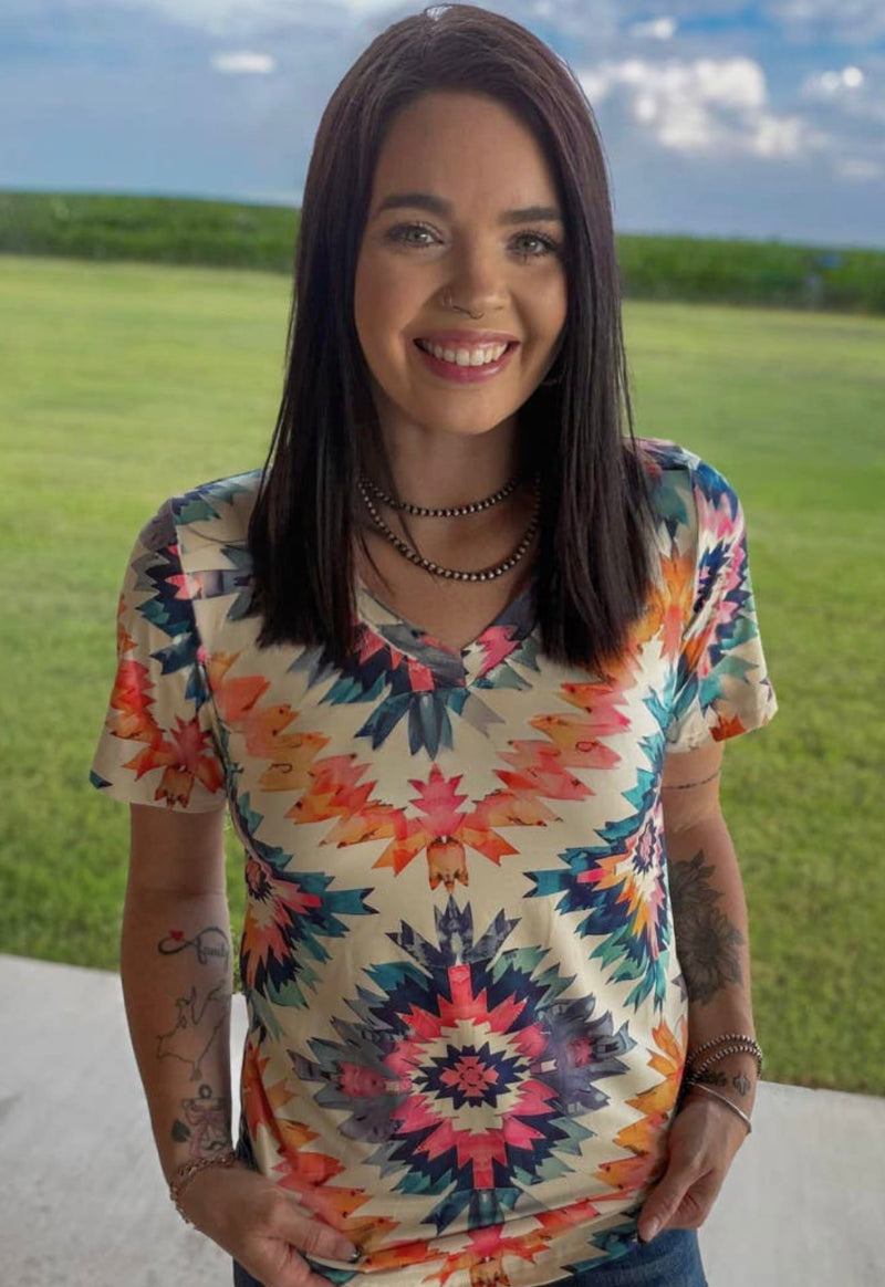 Shop Envi Me Tops and Tunics The Sunset in The Desert V Neck Top
