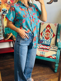 Vervet Bottoms The Take Me To The Rodeo Cuffed Wide Leg Vervet Denim