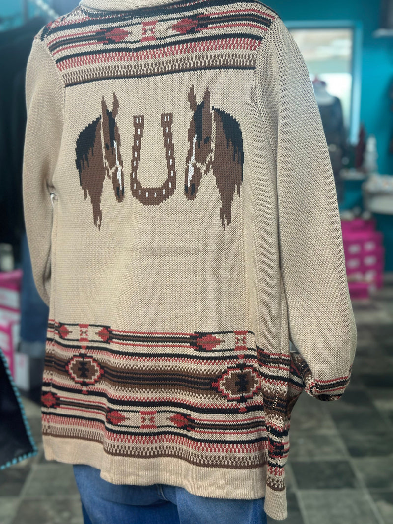 Shop Envi Me Cardigans and Kimonos The Tan Bozeman Vintage Horse Cardigan