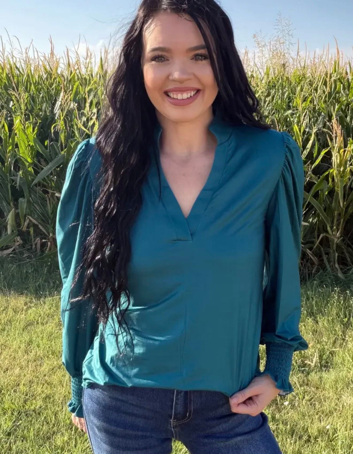 Shop Envi Me Tops and Tunics The Teal Miles City Fall Top