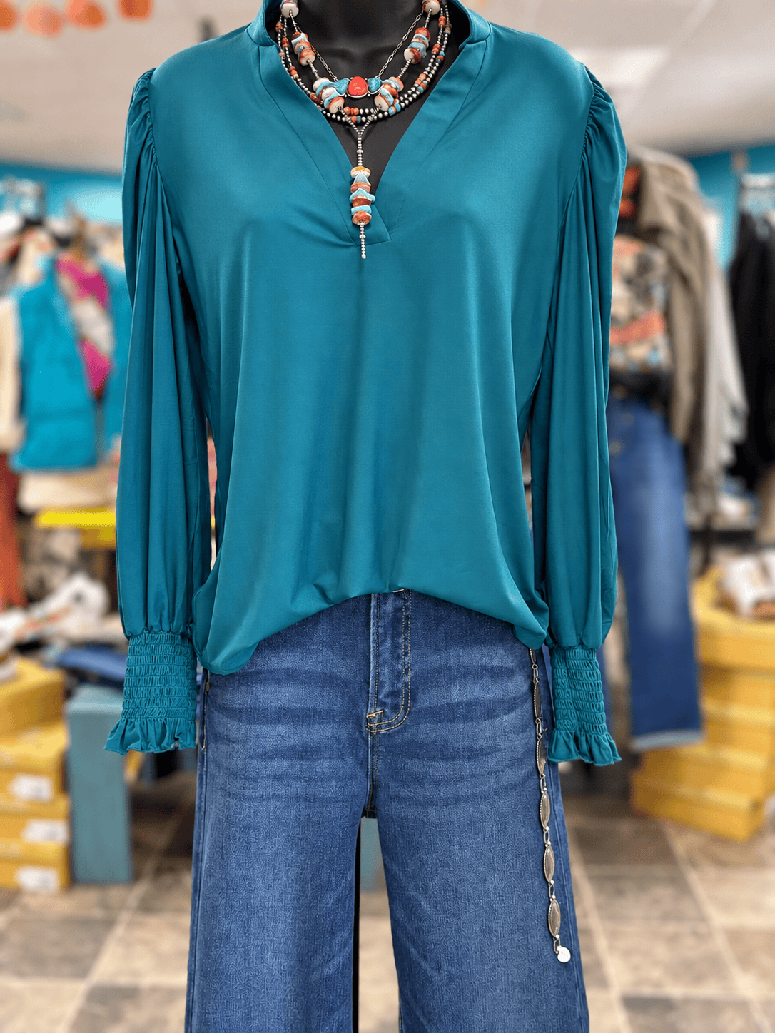 Shop Envi Me Tops and Tunics The Teal Miles City Fall Top