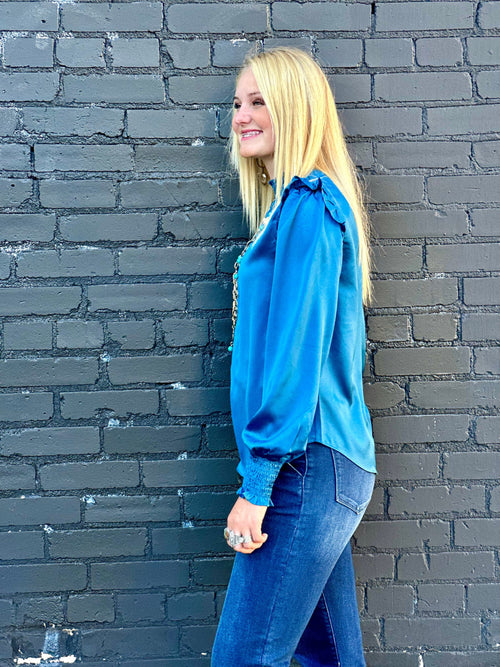 Shop Envi Me Tops and Tunics The Teal Over The Moon Dressy Top