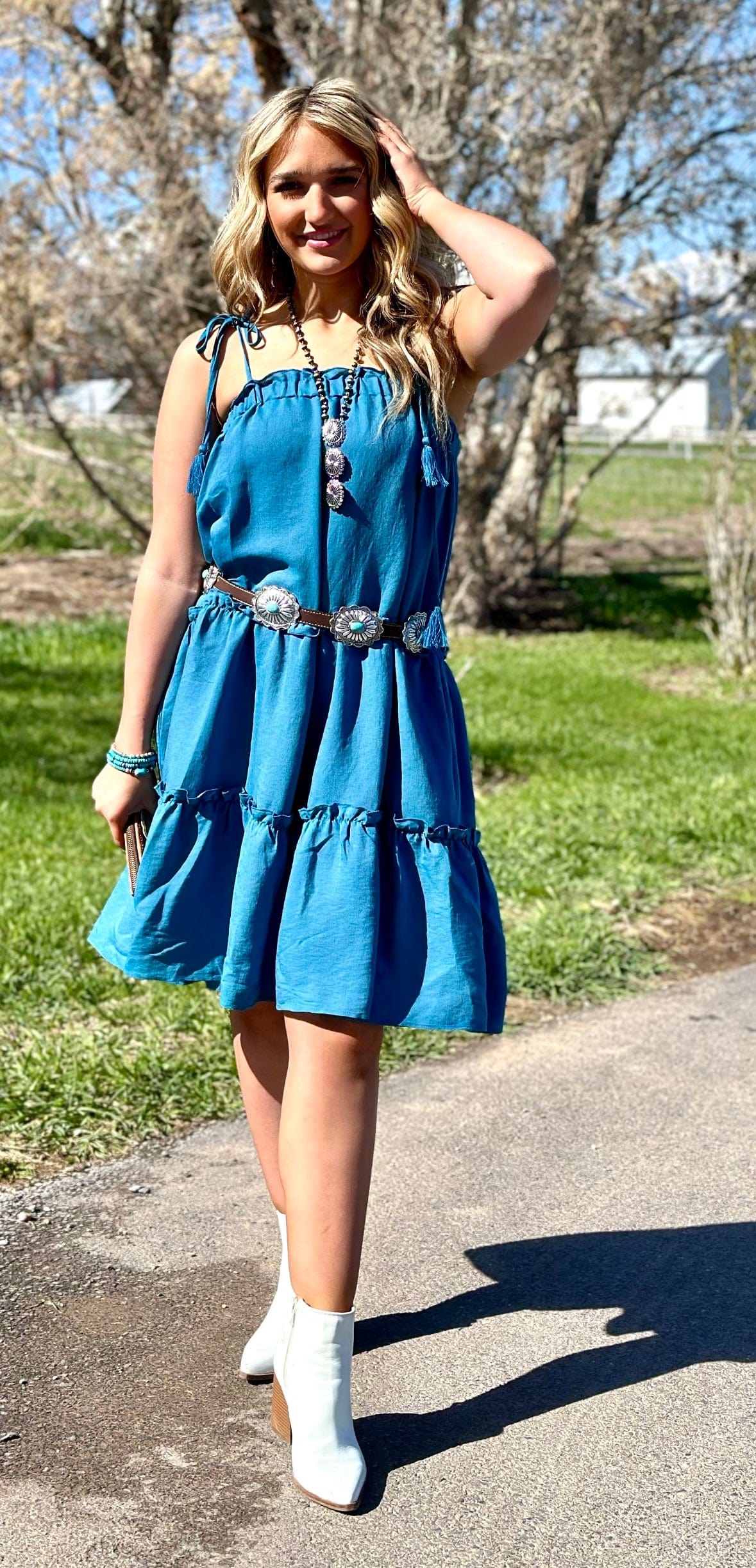 blue green summer dress Blue Green Tropical Strapless Maxi Dress main image 0