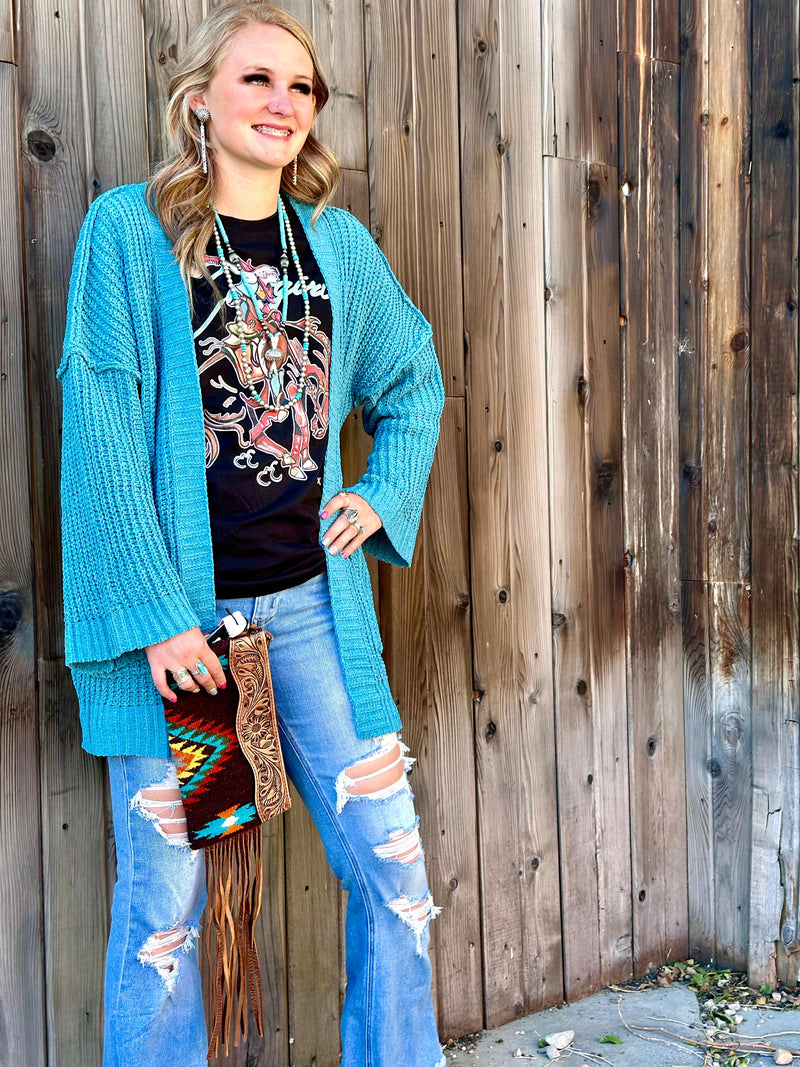 Shop Envi Me Cardigans and Kimonos The Tejas Turquoise Cardigan