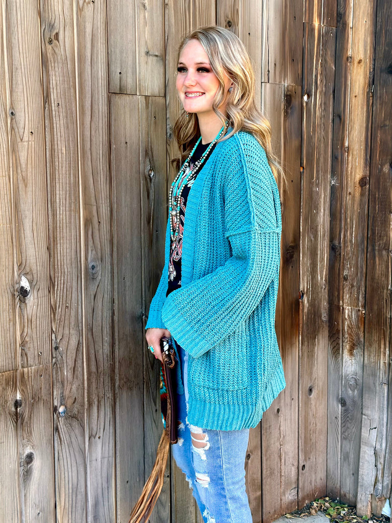 Shop Envi Me Cardigans and Kimonos The Tejas Turquoise Cardigan