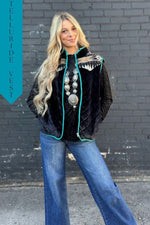 Shop Envi Me Outerwear The Telluride Black Velvet Aztec Vest