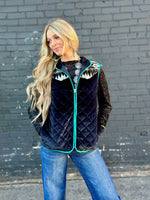 Shop Envi Me Outerwear The Telluride Black Velvet Aztec Vest