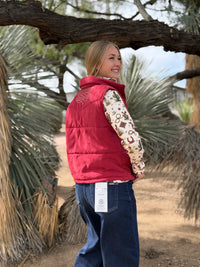 Shop Envi Me Outerwear The Telluride Red Embroidered Bootstitch Vest