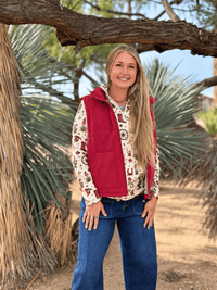 Shop Envi Me Outerwear The Telluride Red Embroidered Bootstitch Vest