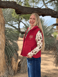 Shop Envi Me Outerwear The Telluride Red Embroidered Bootstitch Vest