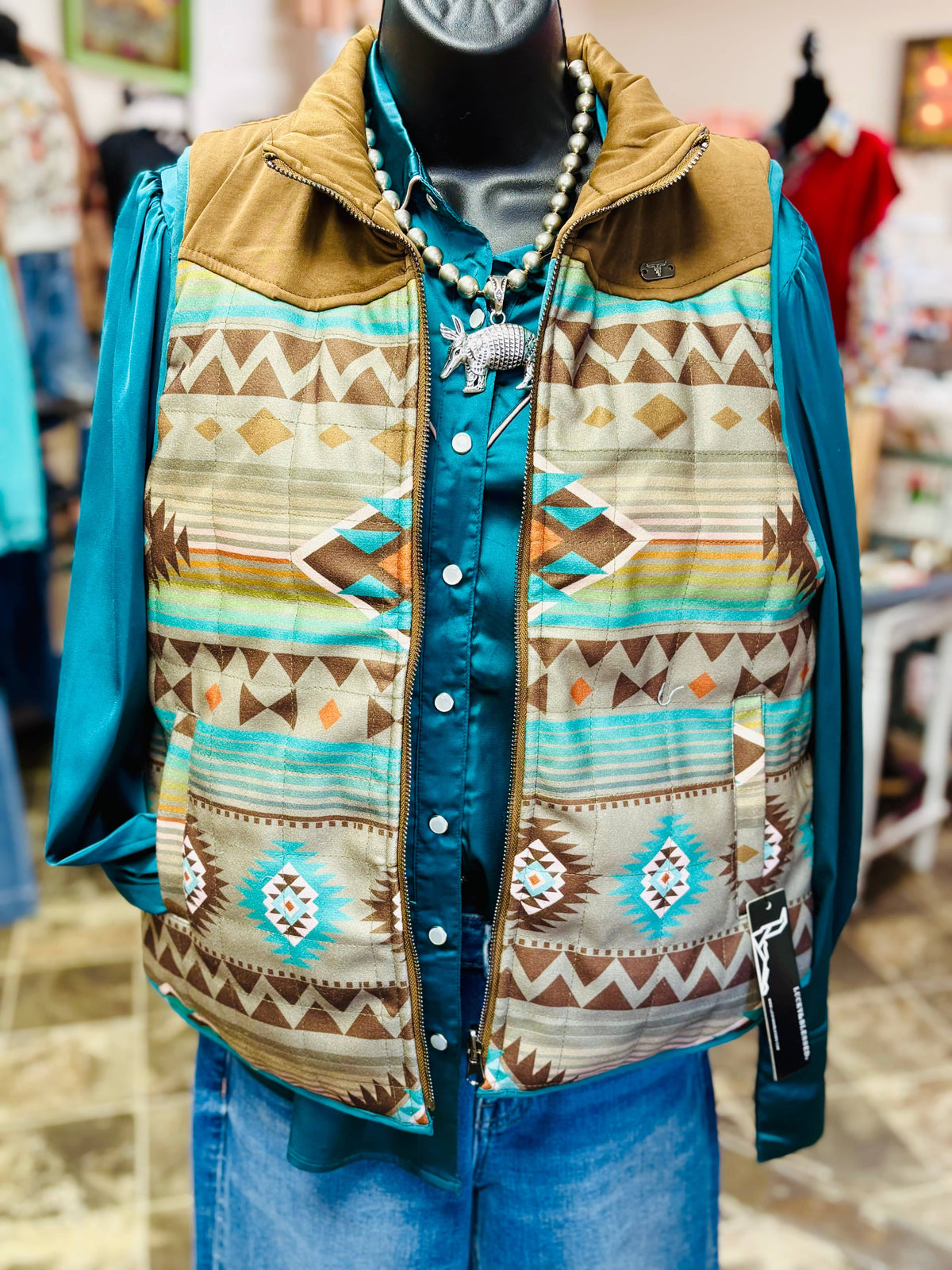 Shop Envi Me Outerwear The Telluride Turquoise Aztec Vest