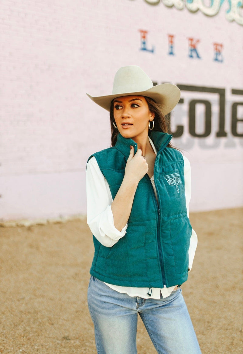 Shop Envi Me Outerwear The Telluride Turquoise Bootstitch Vest