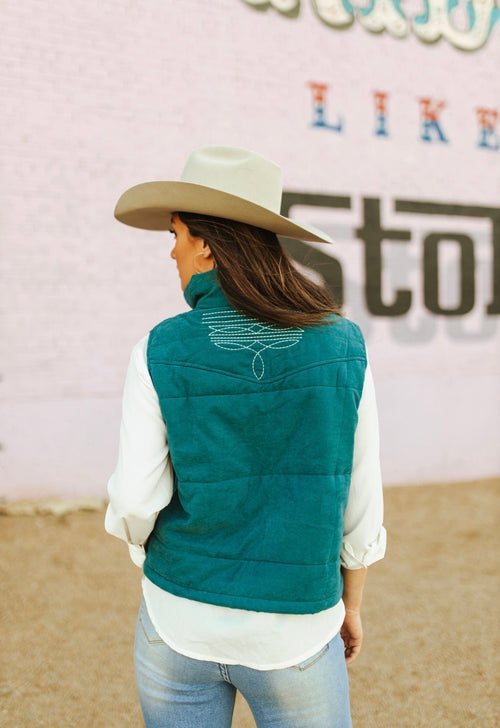 Shop Envi Me Outerwear The Telluride Turquoise Bootstitch Vest