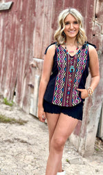 Shop Envi Me Tops and Tunics The Tetons Embroidered Tie Tank