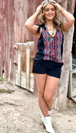 Shop Envi Me Tops and Tunics The Tetons Embroidered Tie Tank