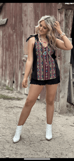 Shop Envi Me Tops and Tunics The Tetons Embroidered Tie Tank