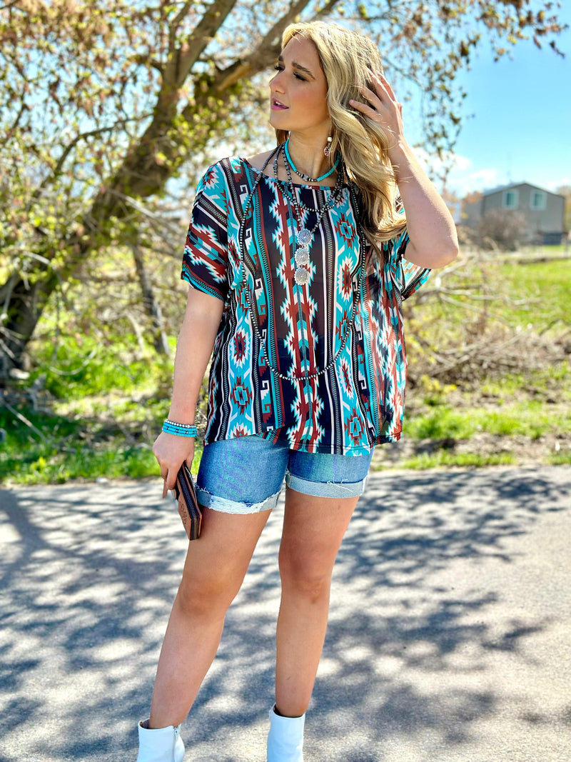 Shop Envi Me Tops and Tunics The Tetons Tribal Print Mesh Top