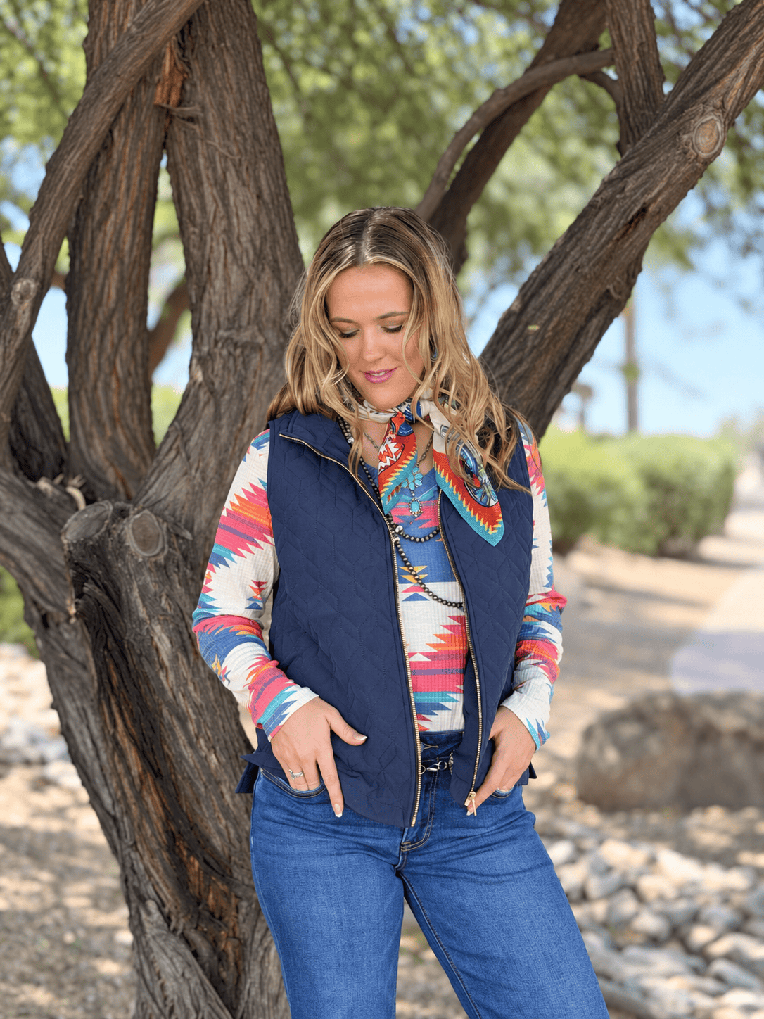 Shop Envi Me Outerwear The Think Fall Blue Quilted Vest