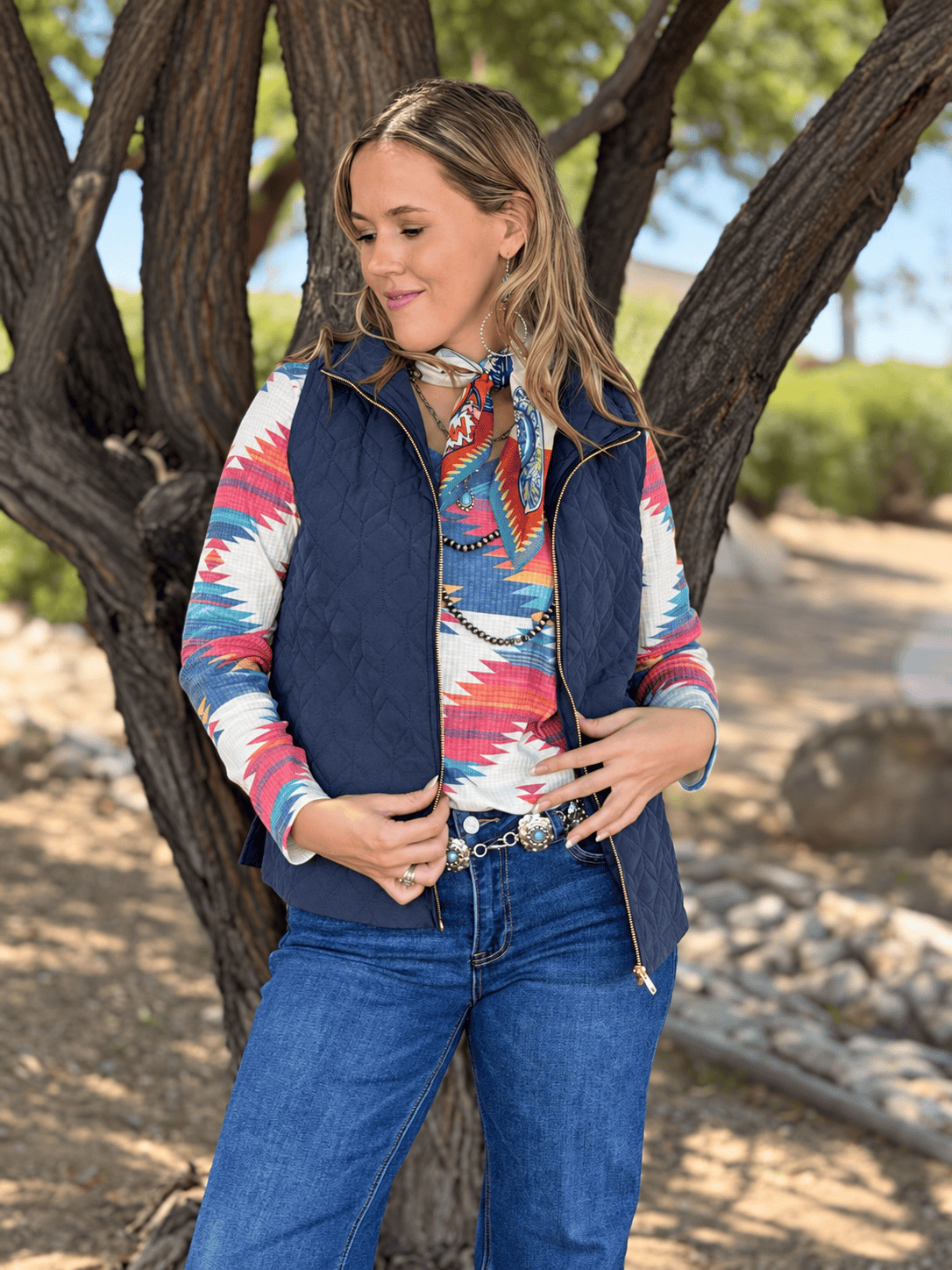 Shop Envi Me Outerwear The Think Fall Blue Quilted Vest