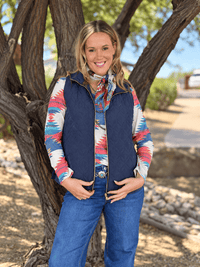 Shop Envi Me Outerwear The Think Fall Blue Quilted Vest