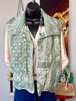 Shop Envi Me Outerwear The Think Fall Sage Green Bandana Vest