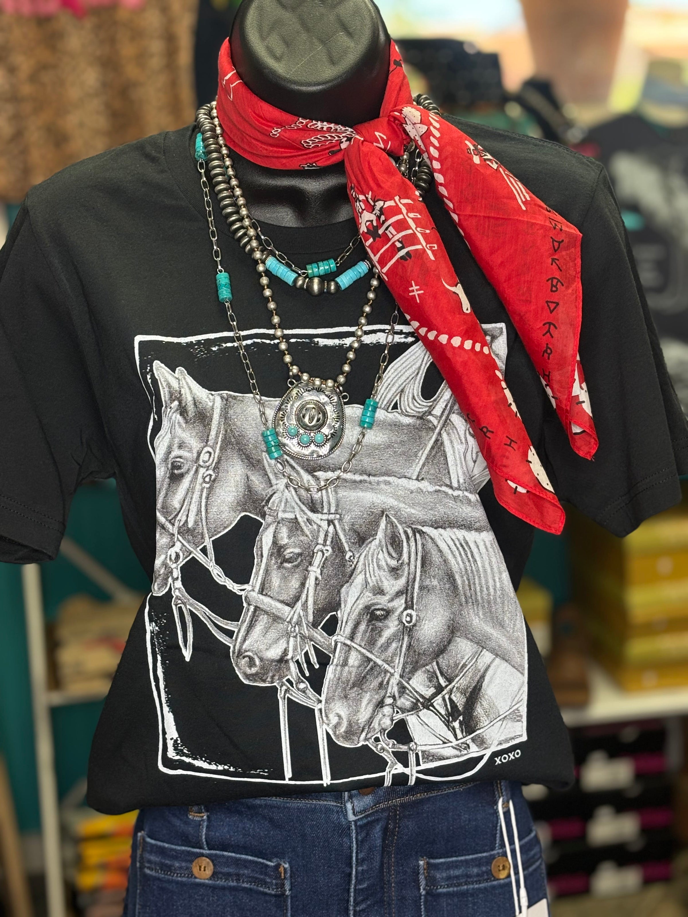 Shop Envi Me Tops and Tunics The Three Saddle Horses Tee