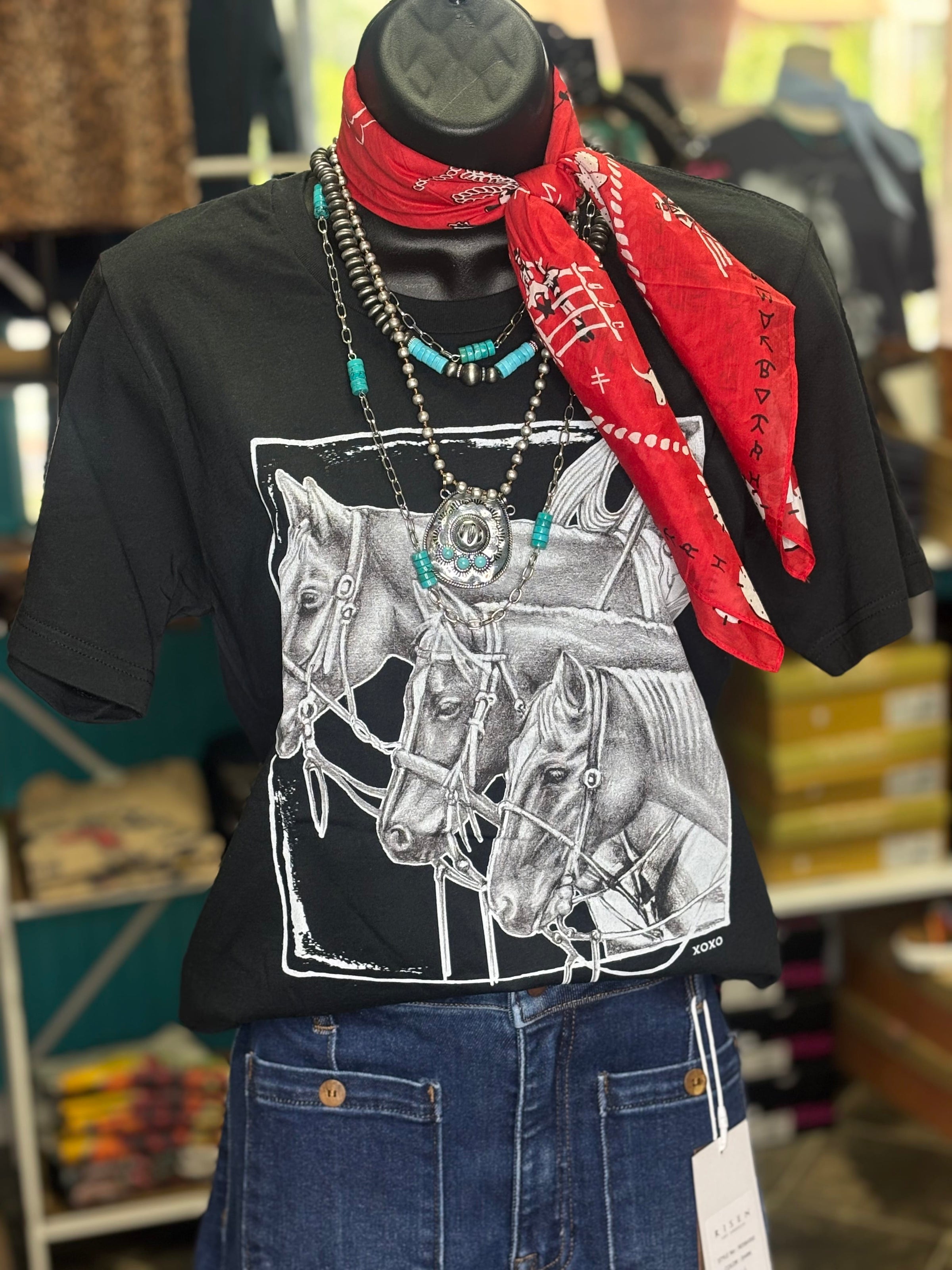 Shop Envi Me Tops and Tunics The Three Saddle Horses Tee