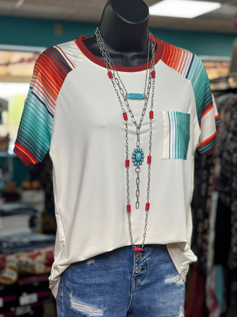 Shop Envi Me tops The Tombstone Serape Sleeve Top