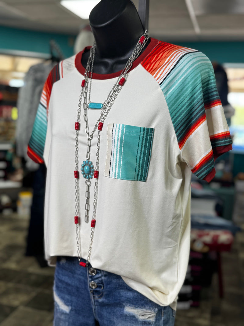 Shop Envi Me tops The Tombstone Serape Sleeve Top