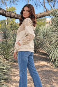 Shop Envi Me Cardigans and Kimonos The Tonya Tooled Lace Detail Sweatshirt