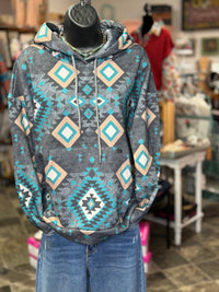 Shop Envi Me Cardigans and Kimonos The Tonya Turquoise Aztec Sweatshirt